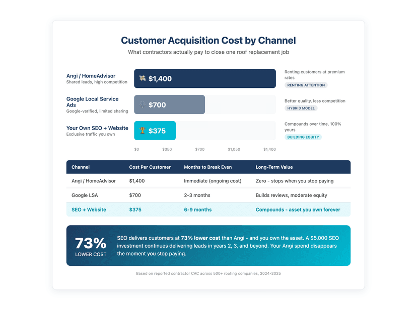 Customer acquisition cost by channel comparison