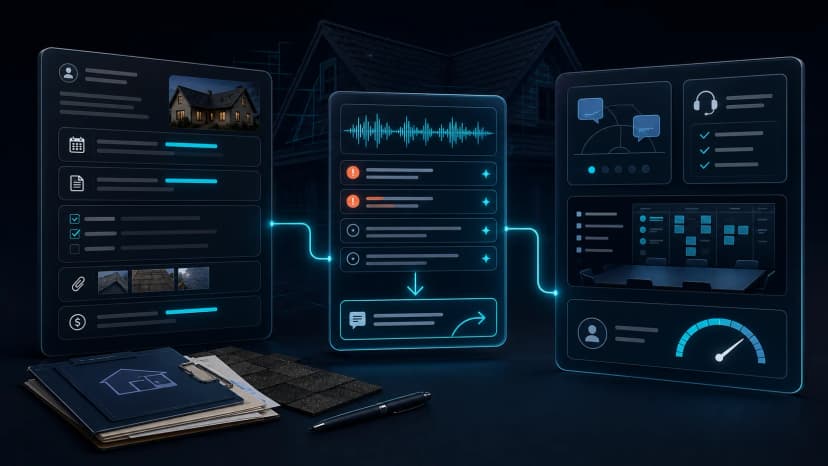 A CRM record flowing into GhostRep conversation signals, coaching workflows, roleplay drills, and manager outputs
