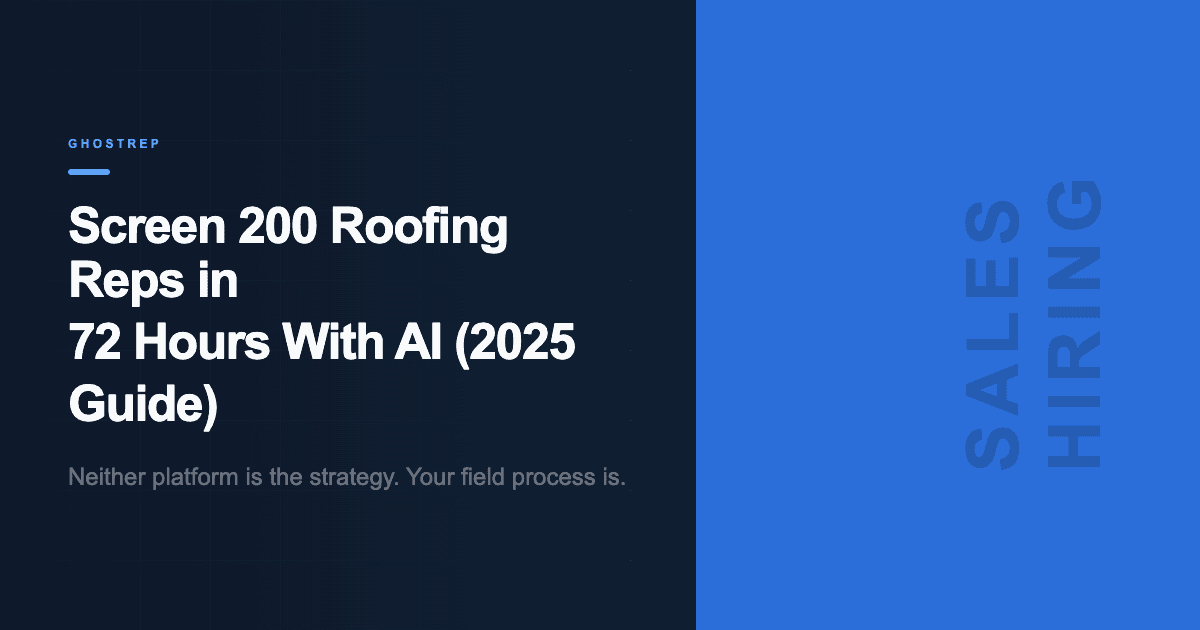 Screen 200 Roofing Reps in 72 Hours With AI (2025 Guide)