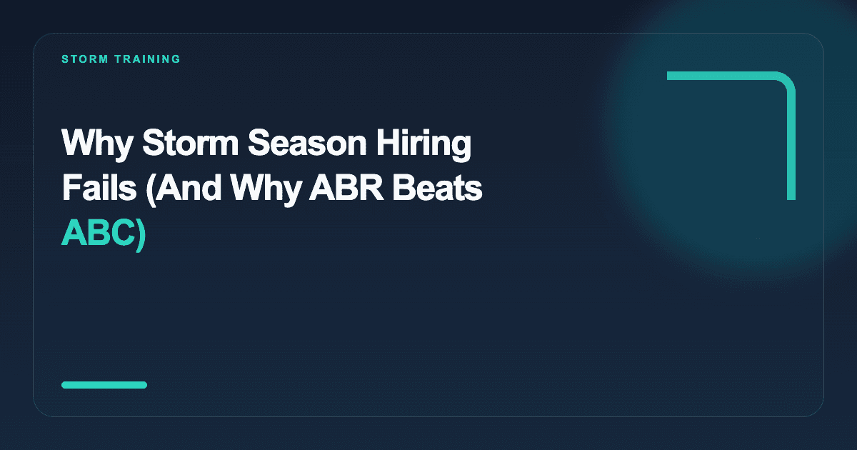 Why Storm Season Hiring Fails (And Why ABR Beats ABC)