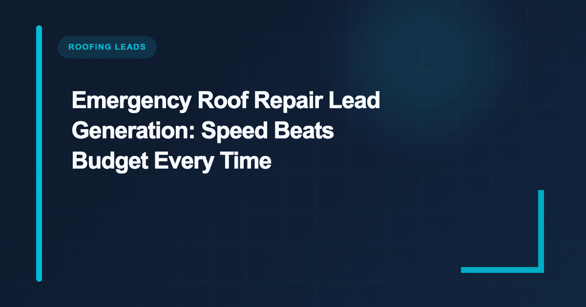 Emergency Roof Repair Lead Generation: Speed Beats Budget Every Time