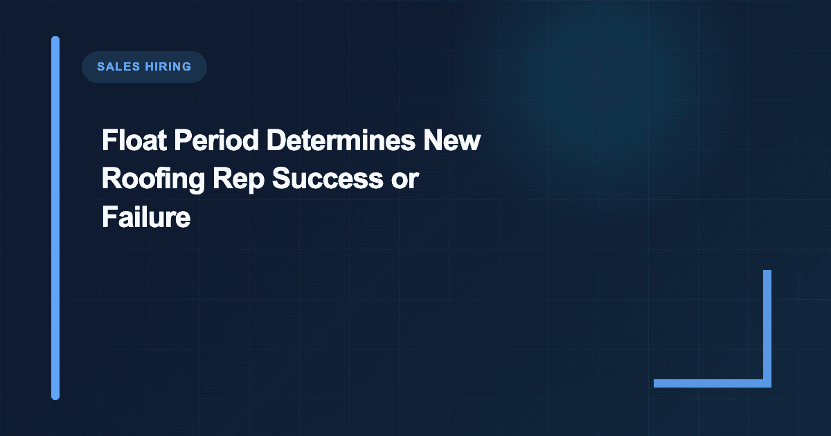 Float Period Determines New Roofing Rep Success or Failure