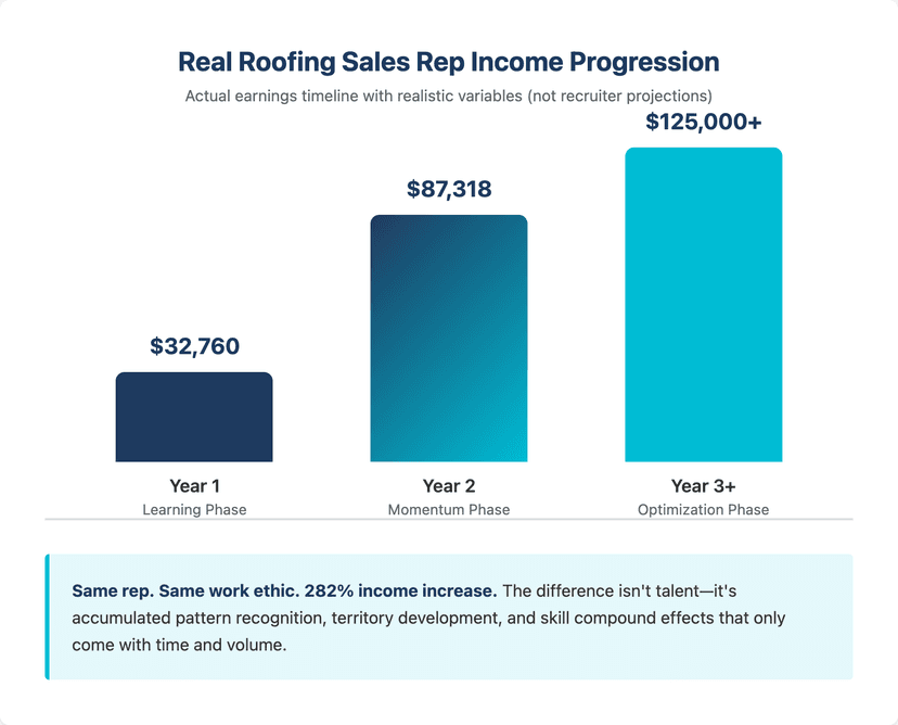 roofing sales rep income potential first year vs experienced