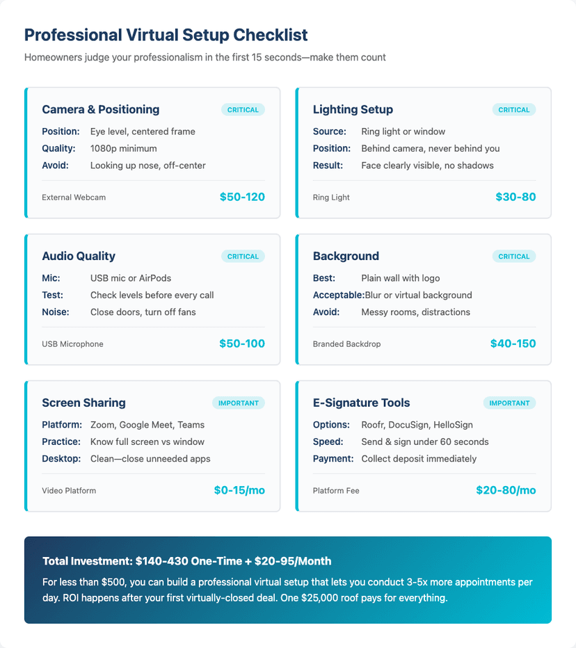 Professional Virtual Setup Checklist for Roofing Sales