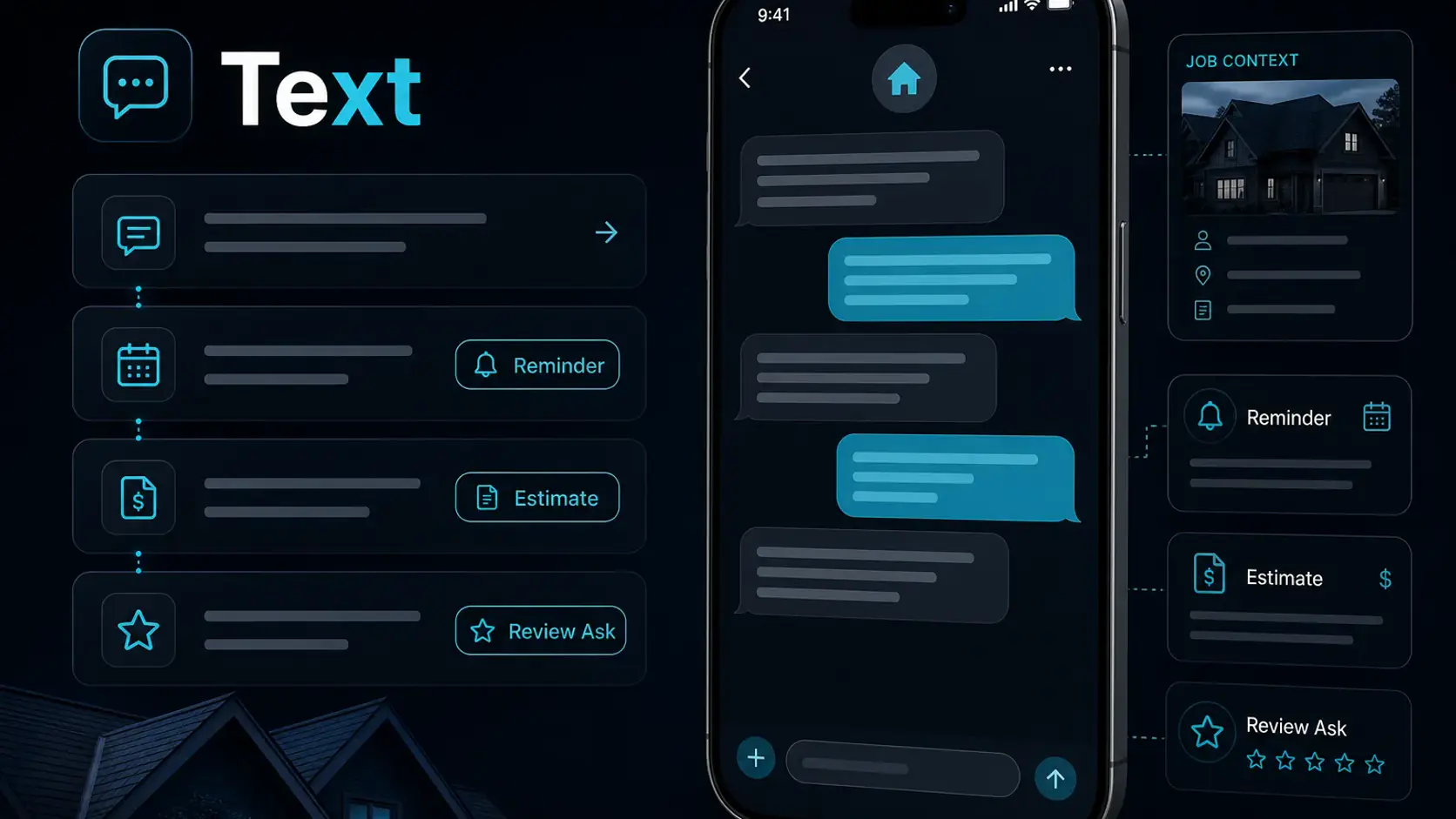 GhostRep homeowner text generator cover showing contractor SMS follow-up workflow