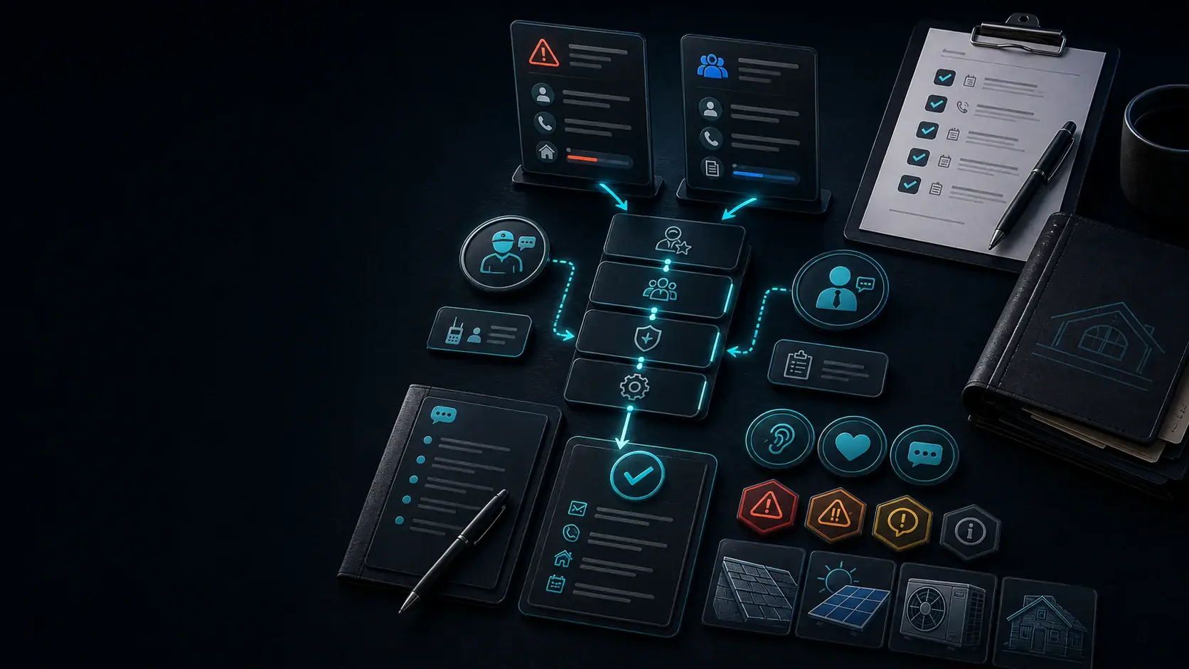 GhostRep manager escalation script cover showing customer issue triage, rep dispute handoff, and manager resolution workflow