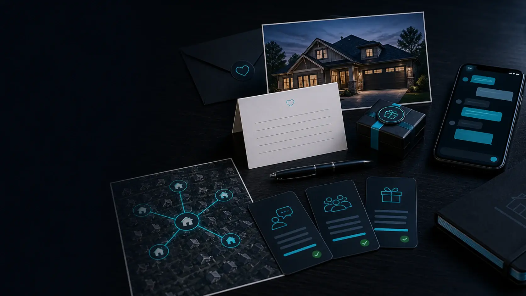 GhostRep referral ask script cover showing homeowner referral prompts and neighborhood referral workflow