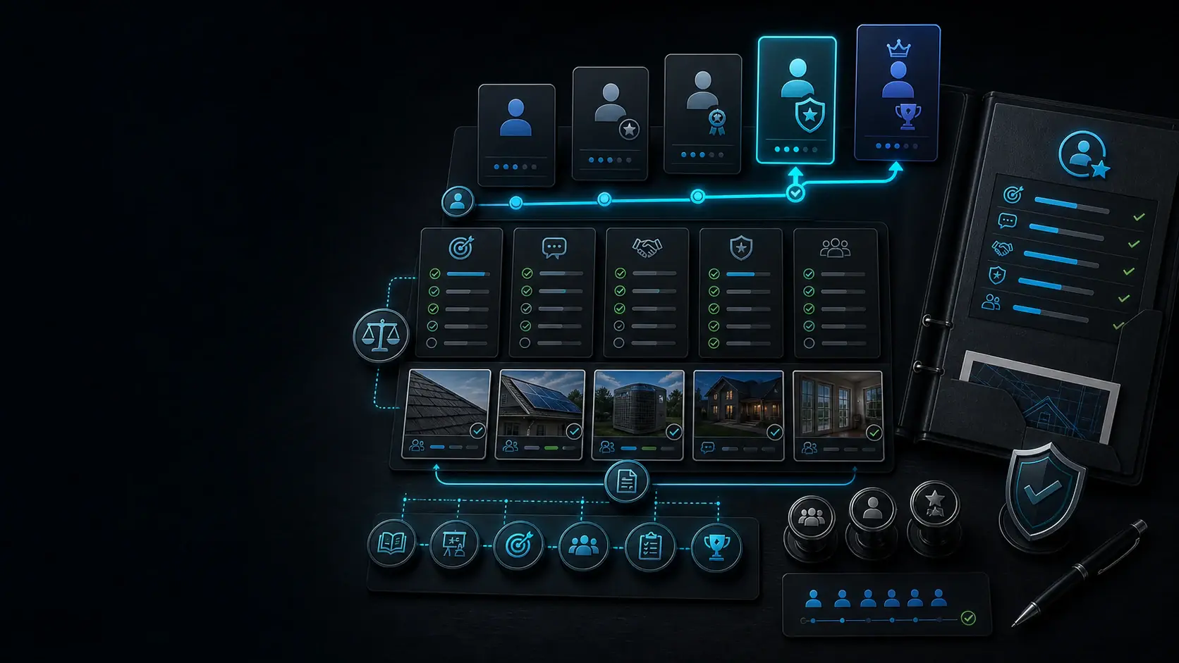 GhostRep sales rep promotion criteria cover showing promotion ladder, performance evidence, and fairness criteria workflow