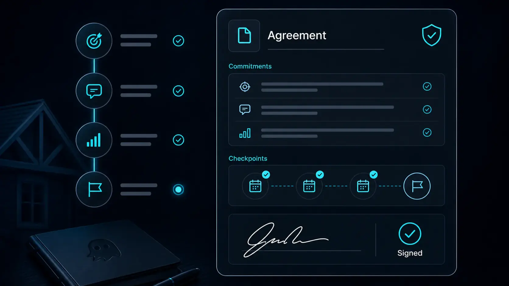 GhostRep sales rep accountability agreement cover showing commitments and manager checkpoints