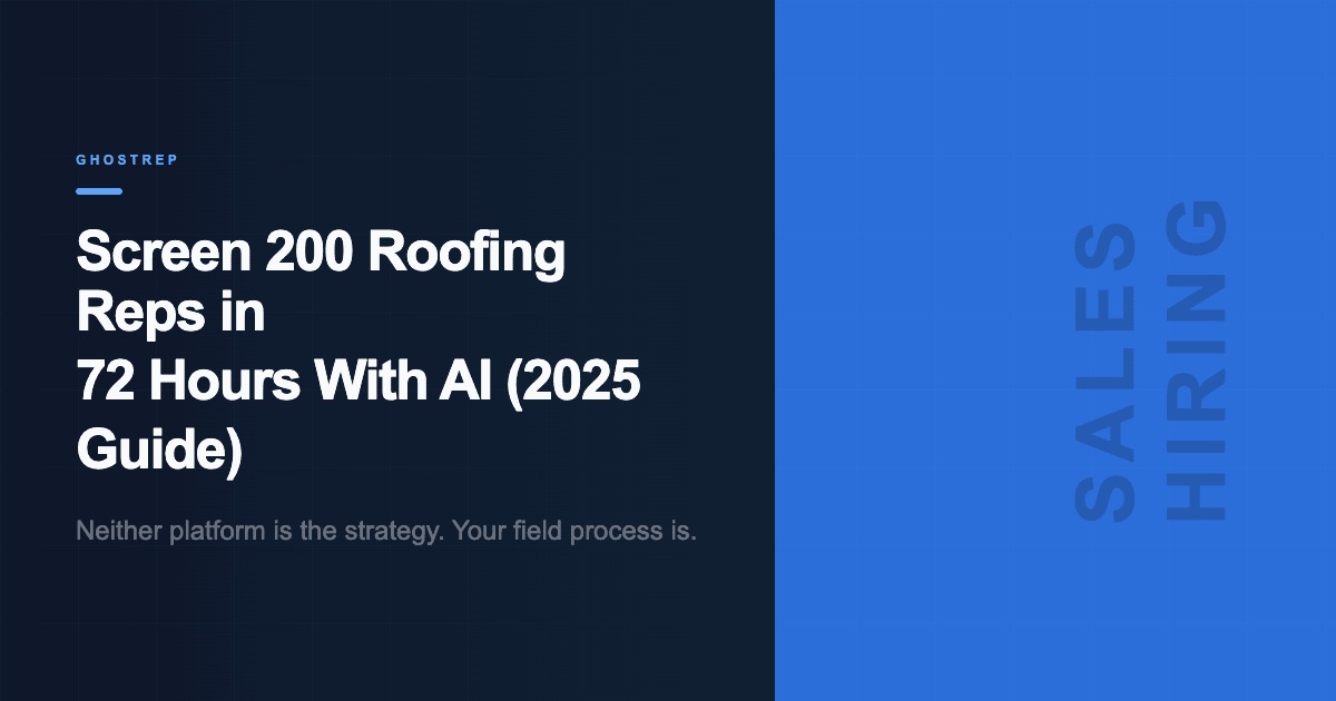 Screen 200 Roofing Reps in 72 Hours With AI (2025 Guide)