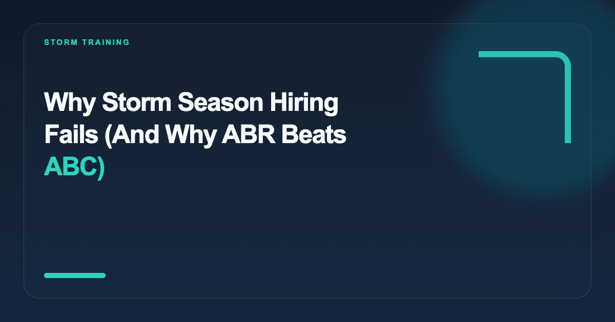 Why Storm Season Hiring Fails (And Why ABR Beats ABC)