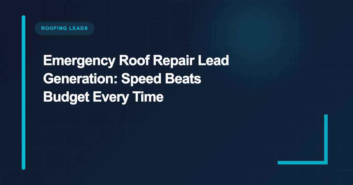 Emergency Roof Repair Leads: Why Speed Wins Over Budget