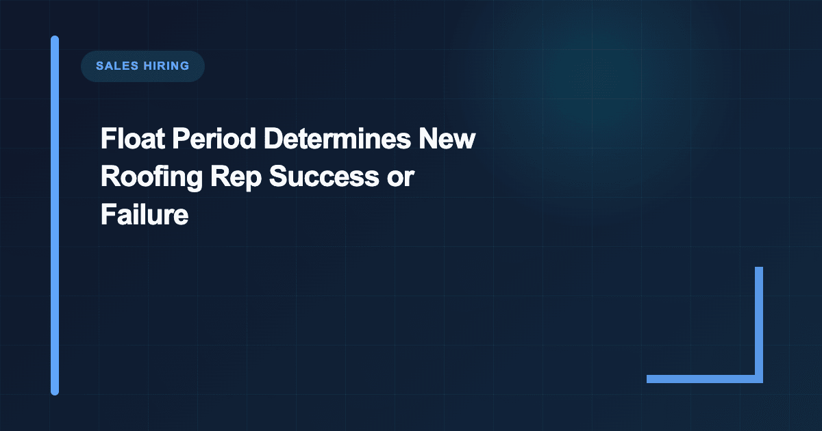 Float Period Determines New Roofing Rep Success or Failure
