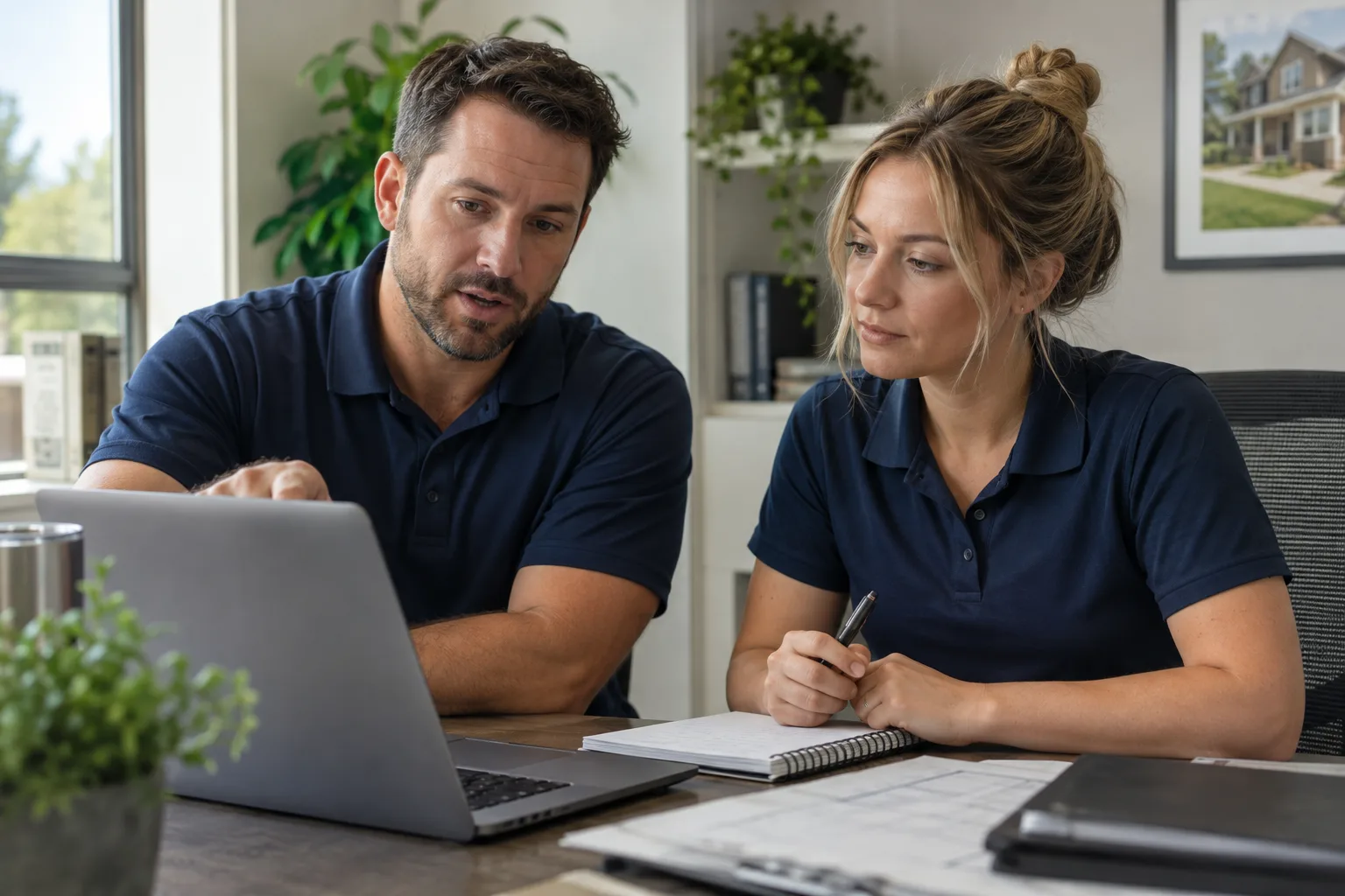 Illustrative sales colleagues preparing for a customer conversation