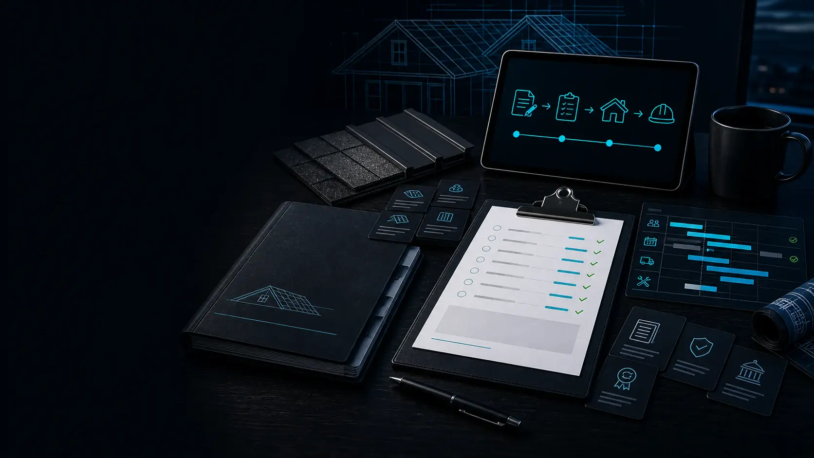 GhostRep production handoff checklist cover showing signed job details, material orders, and install handoff workflow